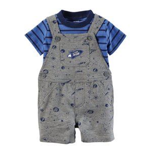 Baby Boy Newborn Tee & Shortalls Set Rocket Space